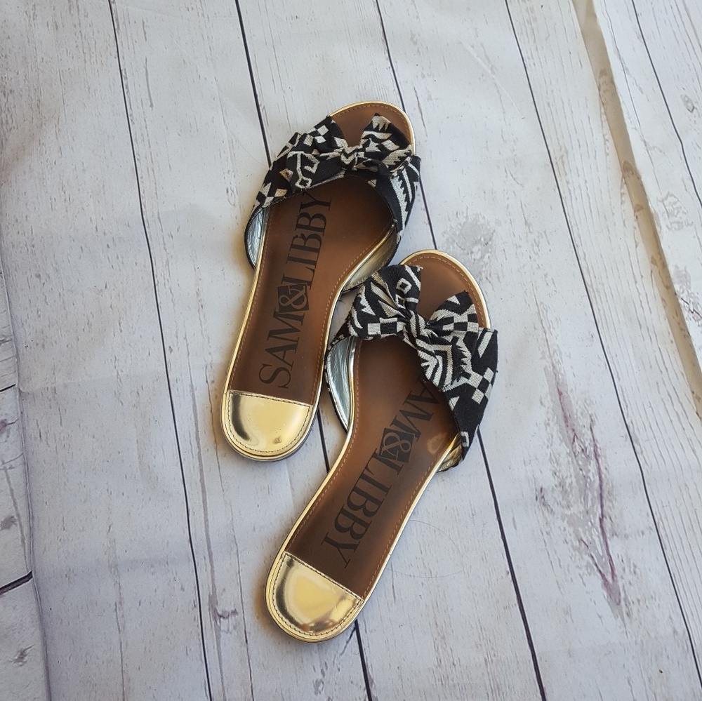 Sam and Libby black white bow slides sz 8.5